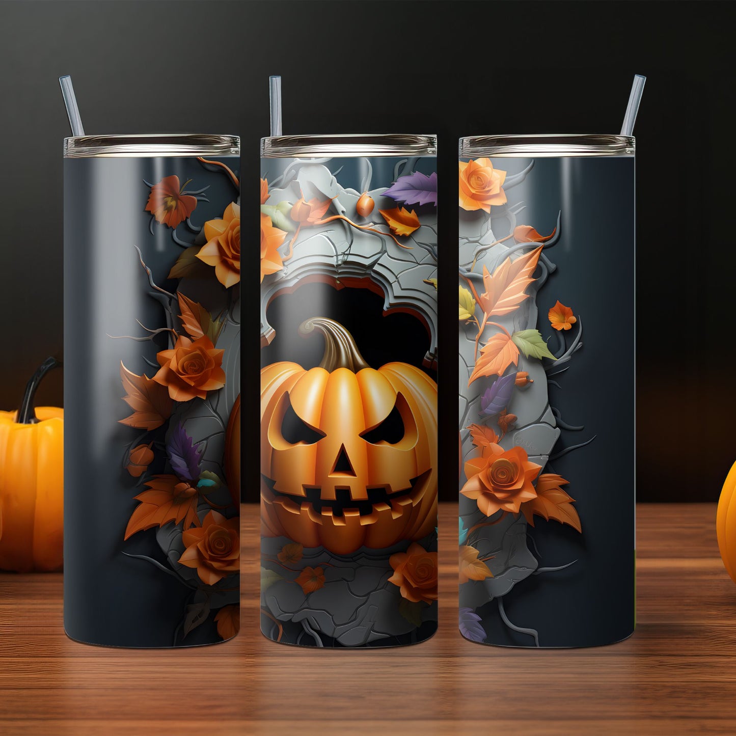 3D Jack-o-Lantern Halloween Tumbler