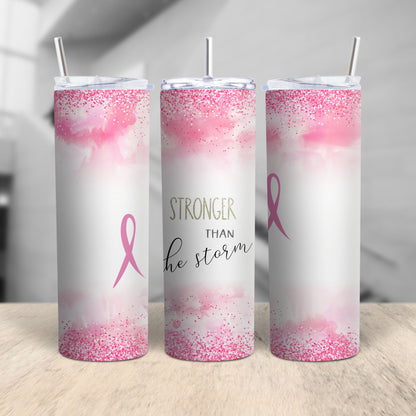 'STRONGER THAN THE STORM' BREAST CANCER TUMBLER