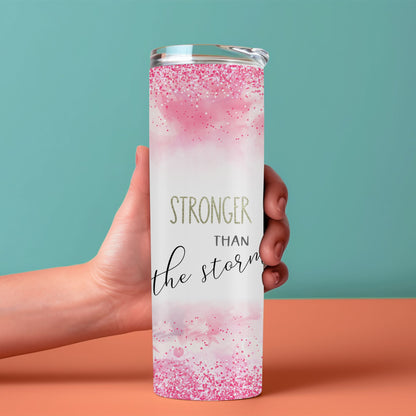 'STRONGER THAN THE STORM' BREAST CANCER TUMBLER