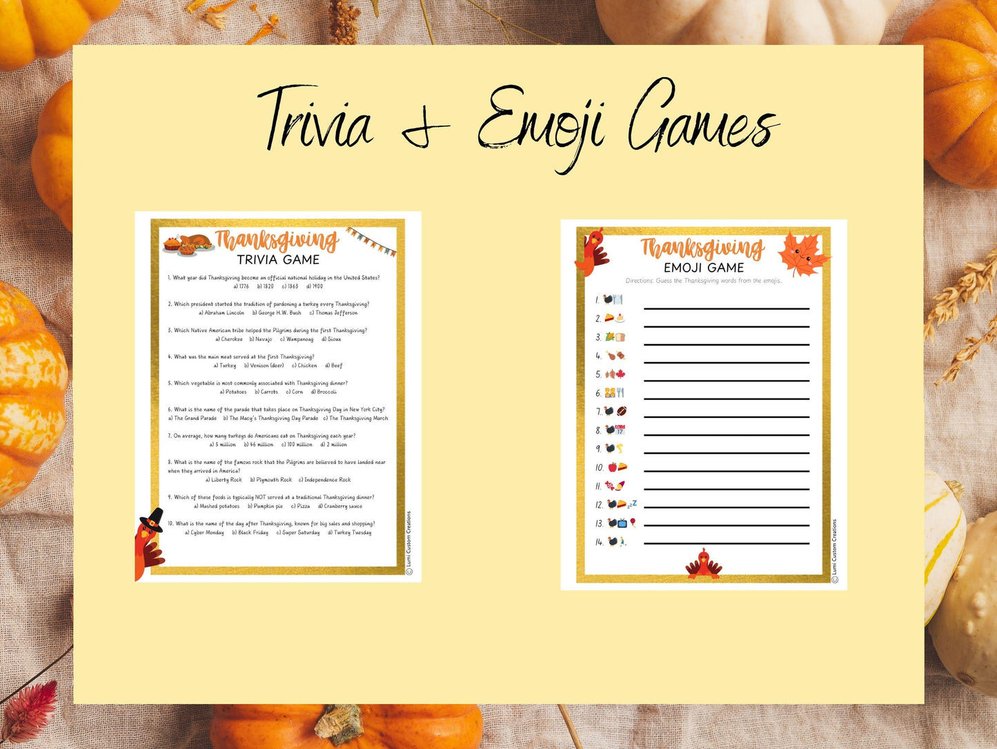 Fun Thanksgiving Games Bundle – 5 Printable Games for Family and Friends-Word Search, Charades & More