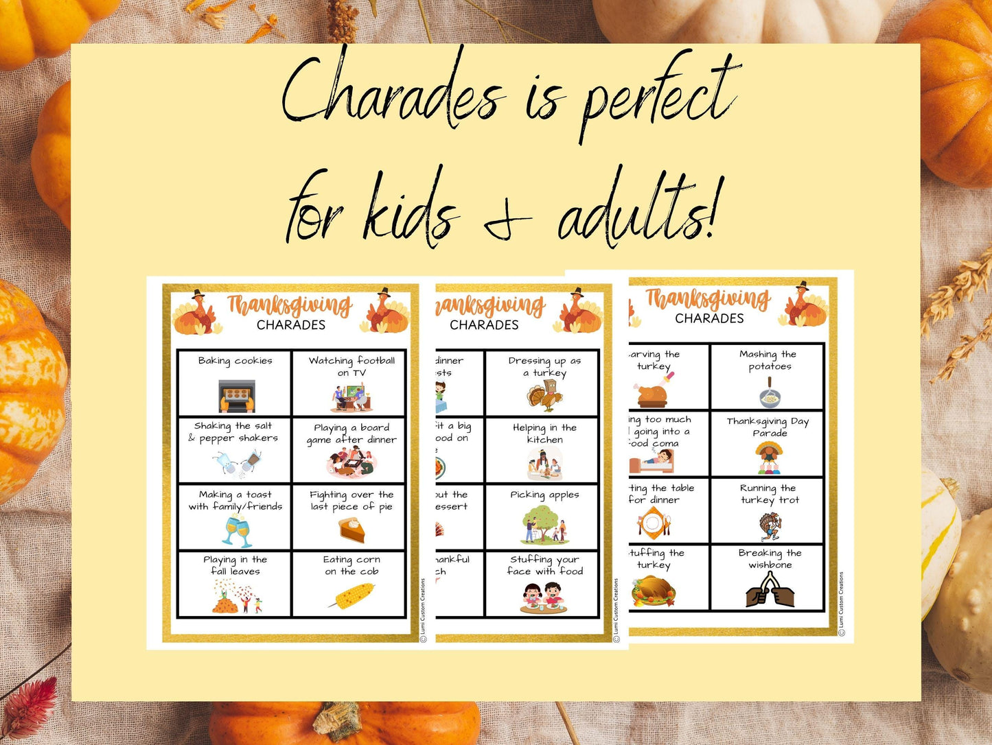 Fun Thanksgiving Games Bundle – 5 Printable Games for Family and Friends-Word Search, Charades & More